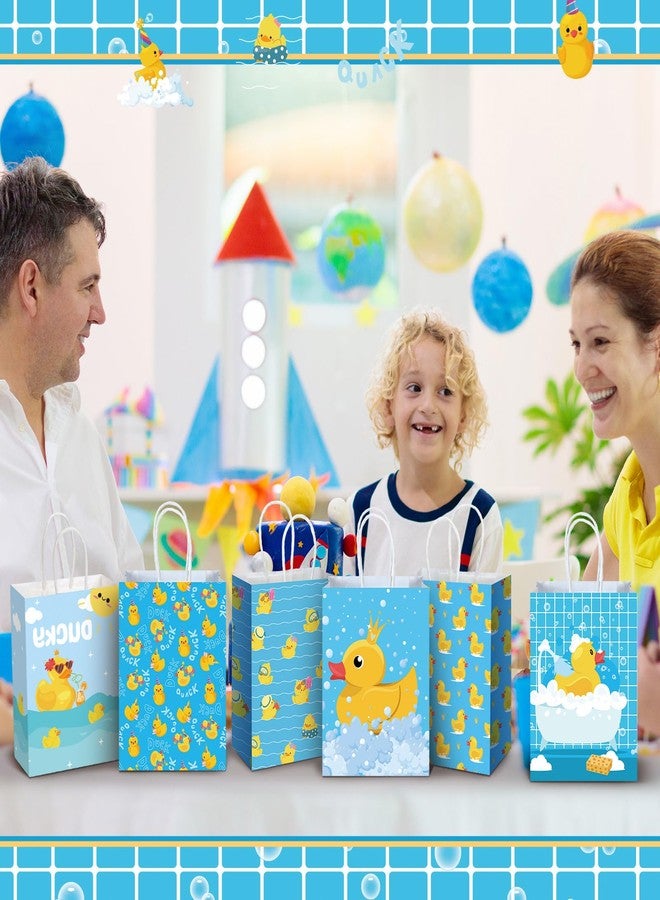 مجموعة سينلود من 24 كيس ورقي أصفر اللون على شكل بطة، مزودة بمقابض، أكياس هدايا مطاطية على شكل بطة، أكياس حلوى، صناديق هدايا للحفلات، مستلزمات حفلات استقبال المولود الجديد وأعياد الميلاد، بطة زرقاء - Image 5